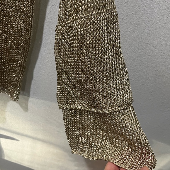 DAVI & DANI GOLD MESH CHAIN STYLE OPEN FRONT CARDIGAN JACKET SZ MED/LARGE - Picture 11 of 14